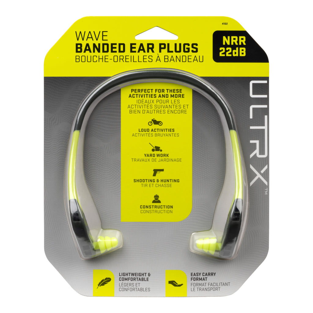 ULTRX Wave Banded Ear Plugs, Gray/Yellow