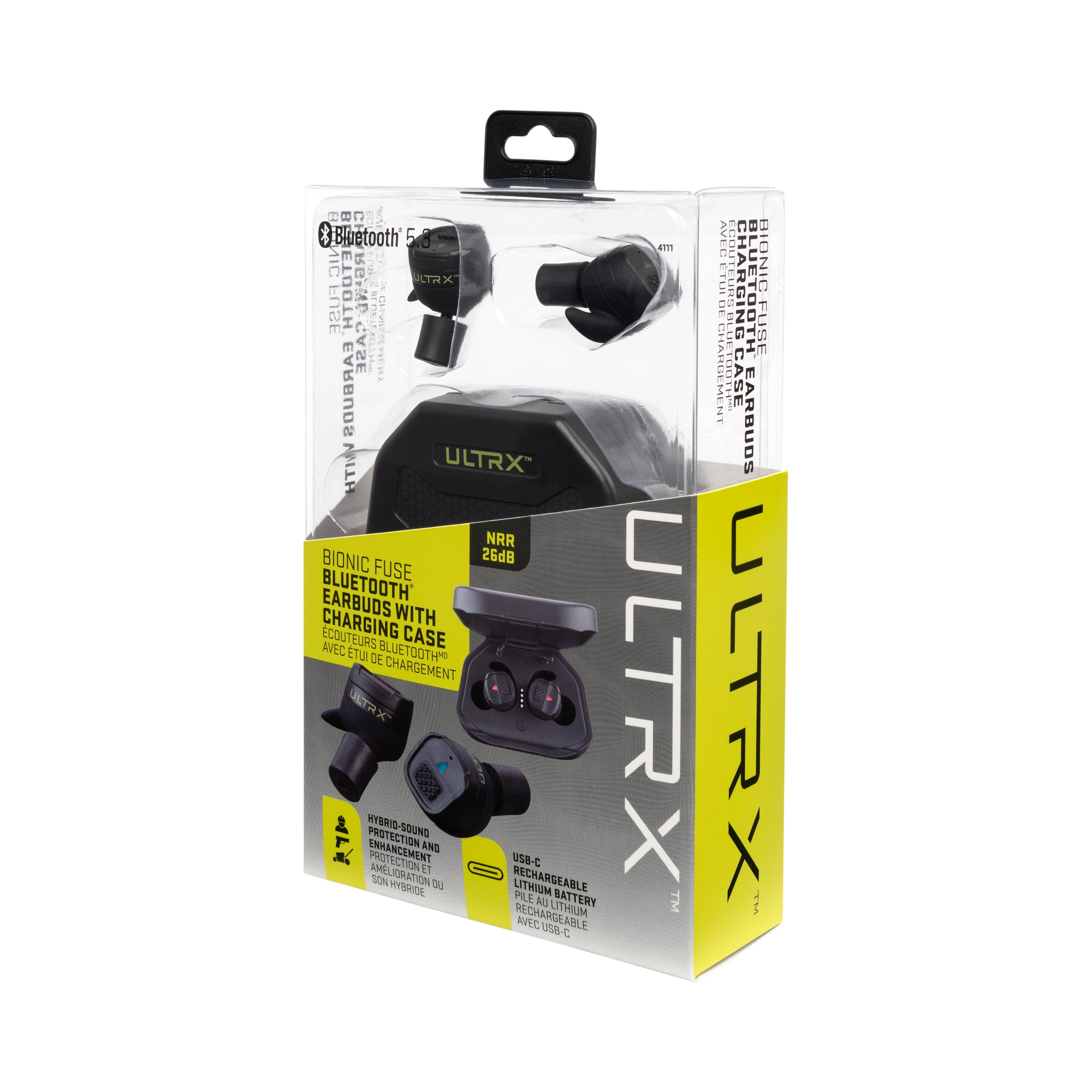 ULTRX Bionic Fuse Bluetooth® Earbuds w/ Charging Case, Dark Gray