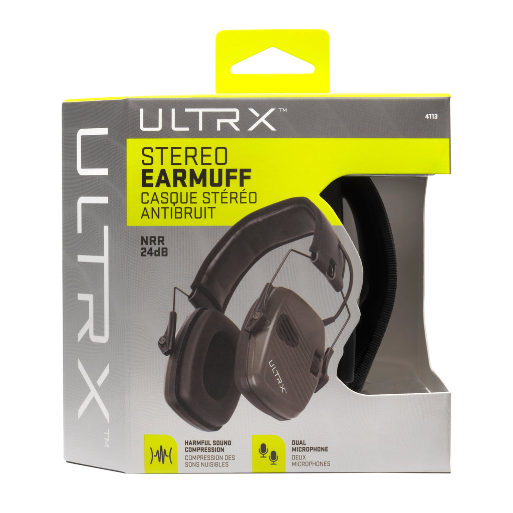 ULTRX Stereo Electronic Earmuff, Olive