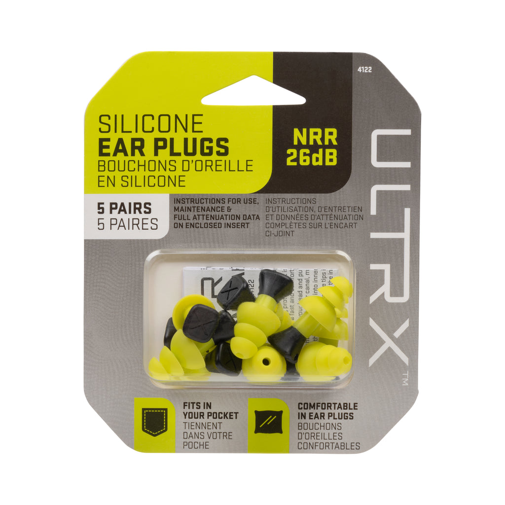 ULTRX Silicone Ear Plugs, 5-Pairs, Yellow