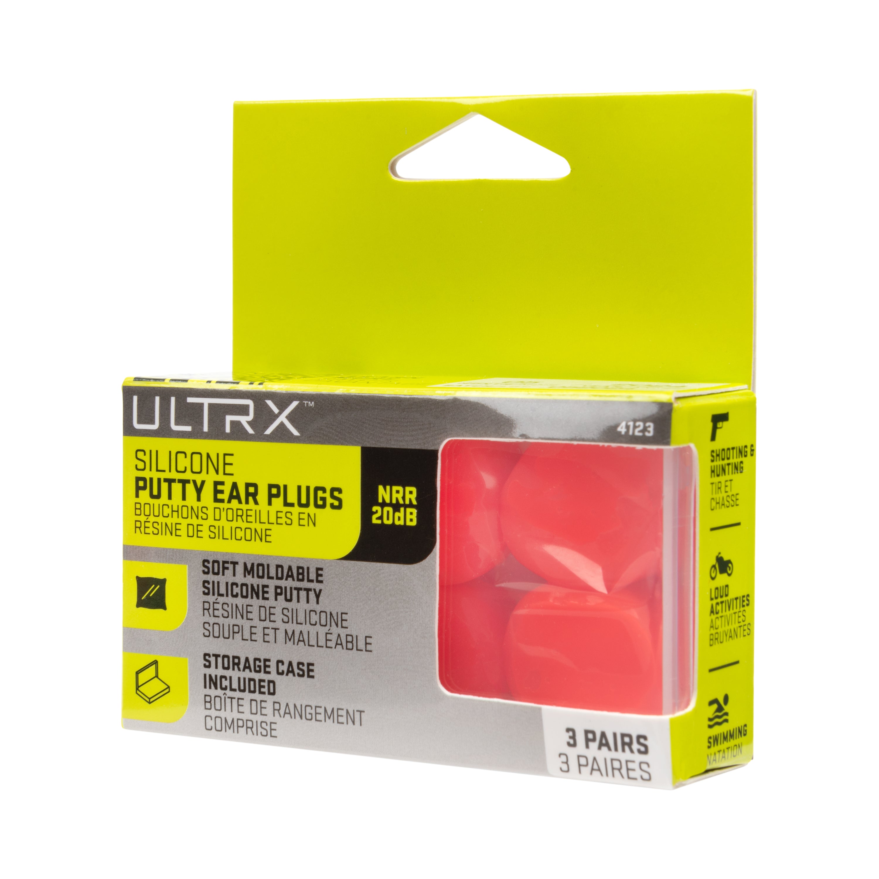 ULTRX Silicone Putty Ear Plugs, 3-Pairs, Orange