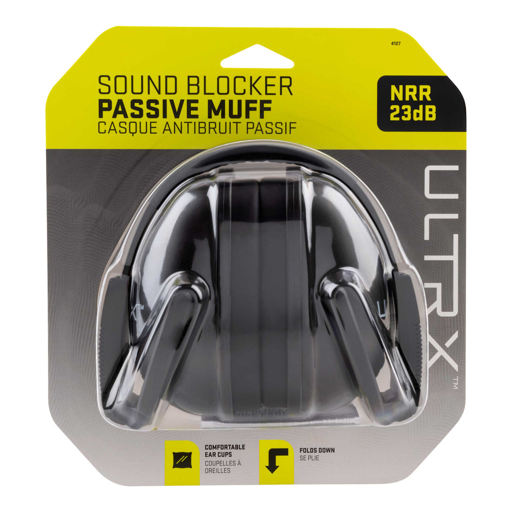 ULTRX Sound Blocker Passive Earmuff, Black