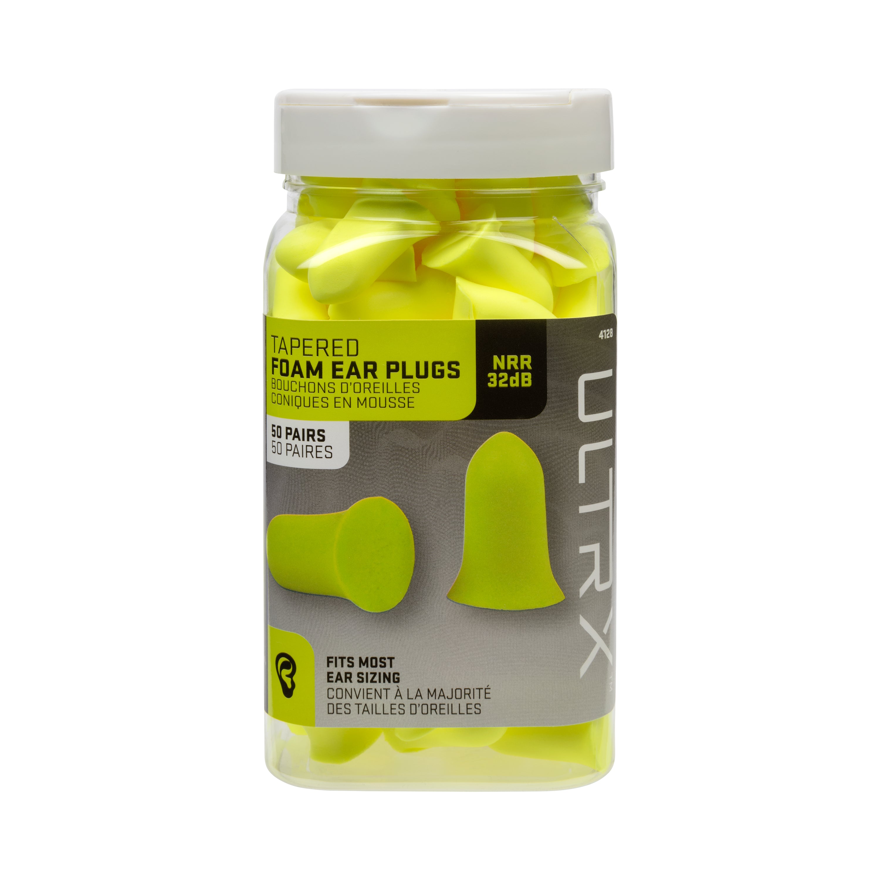 ULTRX Tapered Foam Ear Plugs - Jar - Lime