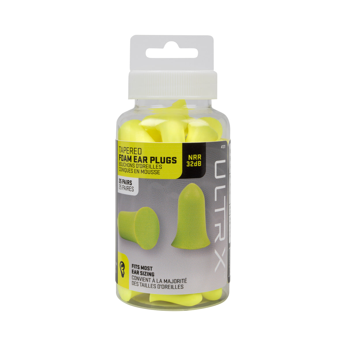 ULTRX Tapered Foam Ear Plugs - Jar - Lime