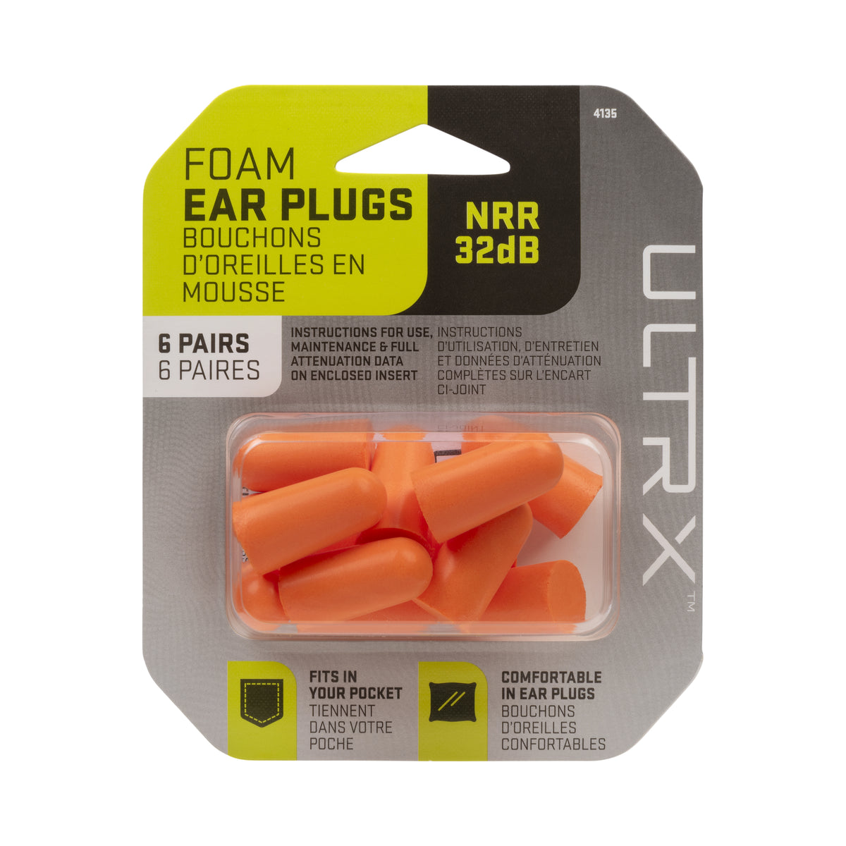 ULTRX Foam Ear Plugs - Orange