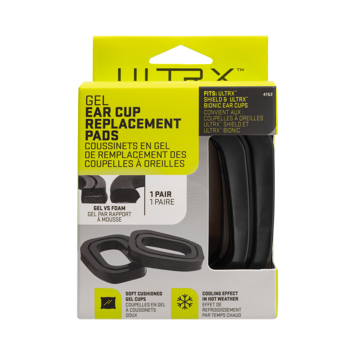 ULTRX Gel Ear Cup Replacement Pads, 1-Pair, Black
