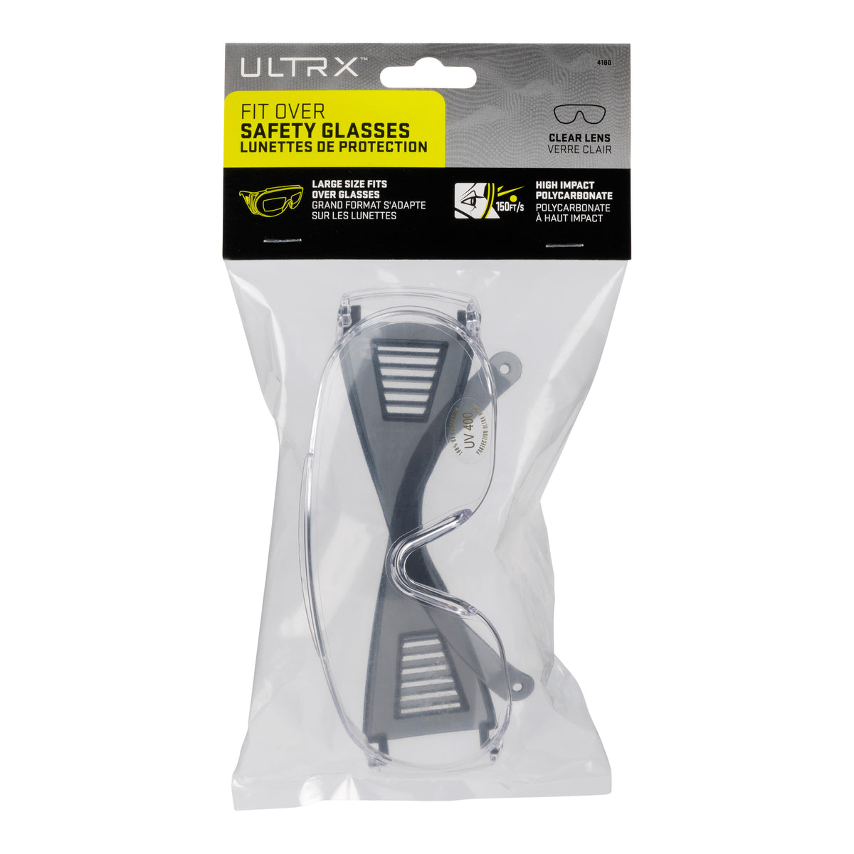 ULTRX Fit Over Safety Glasses, Clear