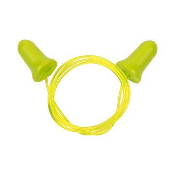 ULTRX Tethered Tapered Foam Ear Plugs, 5-Pairs, Chartreuse